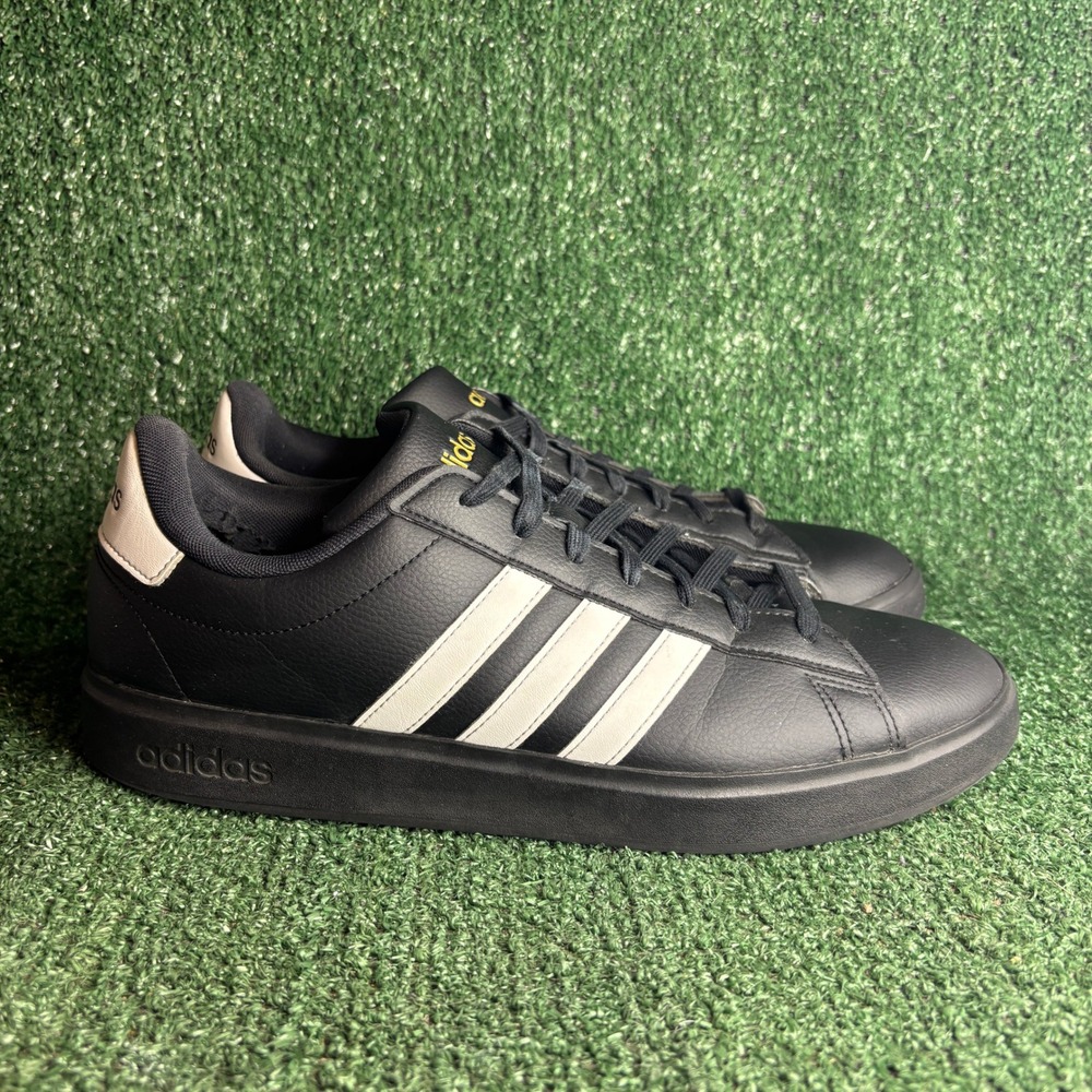 Adidas Grand Court Cloudfoam Comfort Low Top Classic Sneakers Black Mens Size 12